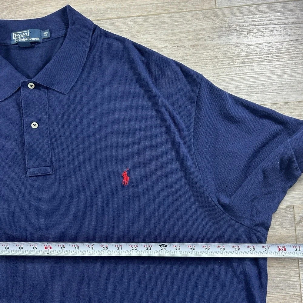 Polo Ralph Lauren 4XB  Polo Shirt‎ Big & Tall Iconic Mesh Navy Blue Red Pony